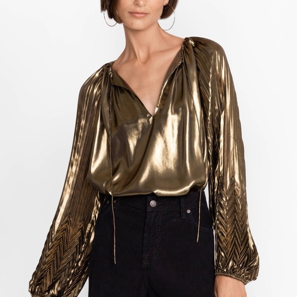 Johnny Was Golden Gem Pleated Blouse - Picture 4 of 13